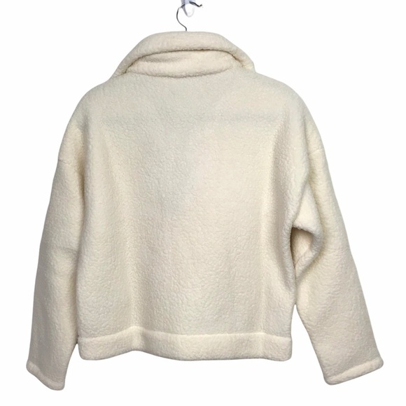 J Crew Ivory Crop Half Zip Polartec Fleece Pullover Sweater NWT Small - Picture 2 of 10